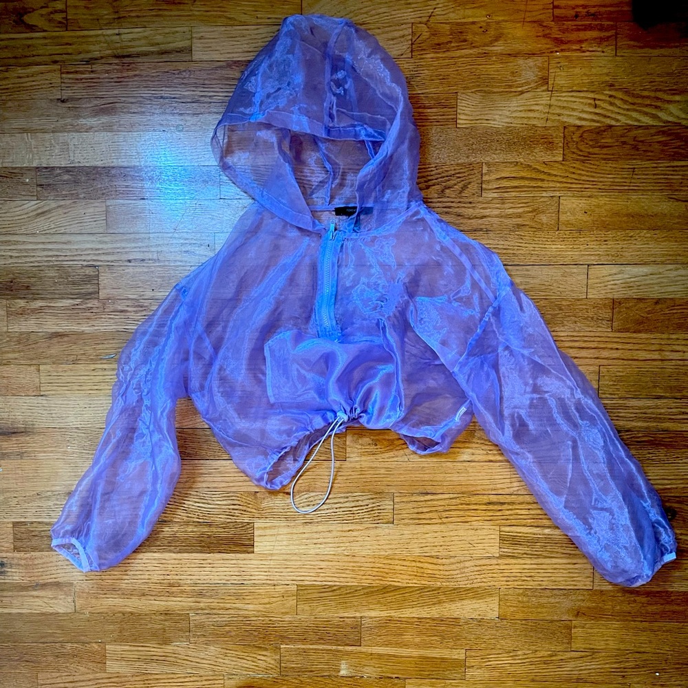 Forever 21 sheer cropped hooded piece